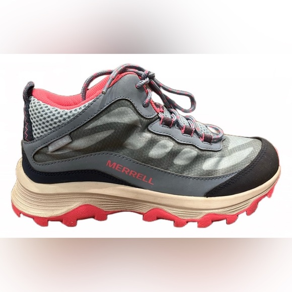 Merrell Other - ⭐️ Merrell Moab Speed Mid Waterproof Hiking Shoes | Dusty Blue/Coral | Size 3.5